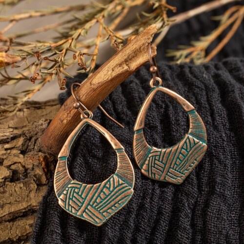 Vintage Ethnic Dangle Drop Earrings for Women 2019 Fashion Retro Brass Hanging Earrings Jewelry Accessories