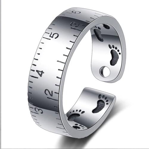 High Quality Creative Ruler Pure 925 Sterling Silver Rings For Women Statement Footprint Crave Ring Party Gifts Fashion Jewelry