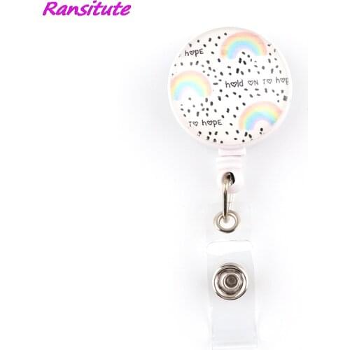 R2099 1pcs High Quality Rainbow Retractable Badge Reel Clip Cartoon Student Friends Exquisite IC Card Badge Holder Fashion Gift