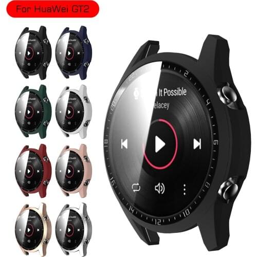 TPU Protection Case For Huawei Watch GT 2 46mm Cover Full Coverage Screen Protector Shell Bumper GT2 case Smartwatch Accessories