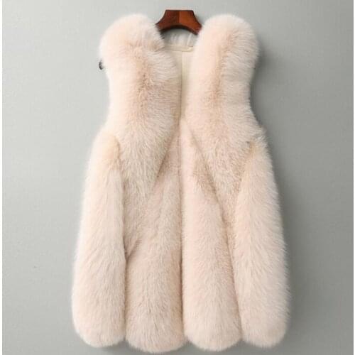 Womens High Quality Faux Fox Fur Vest Coat Female Fake Fur 2021 Fashion Fur Jacket Vest Outerwear Ladies Sleeveless Jacket Q266