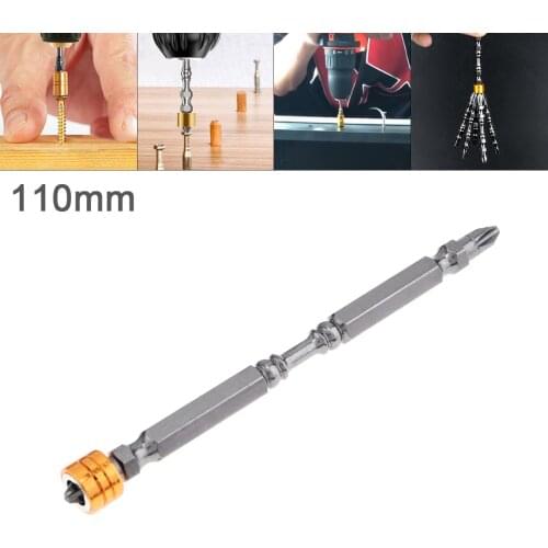 1/4" PH2 110mm S2 Hardness Magnetic Electric Screwdriver with Double Head Phillips Screw and Golden Circle for Drill Hole