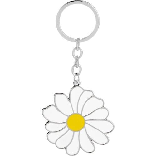 1pc Little Daisy Keychain Women DIY Metal Keyring Jewelry Bag Flowers Purse Backpack Car Key Ring Flower Key Chains