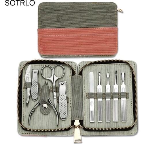 10 Pcs Stainless Steel Nail Care Kit for Women Men Professional Manicure Pedicure Set Grooming Kit With Travel Case Perfect Gift