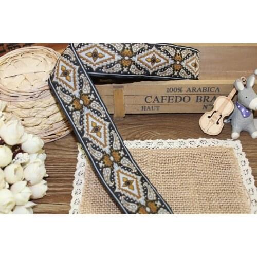 10 yards/lot Woven Jacquard Ribbon 4cm classical style Geometric quadrangle in black