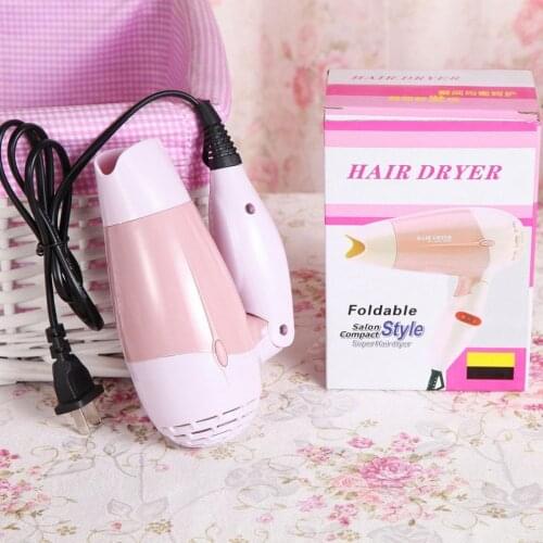 220V Folding Mini Hair Dryer with Nozzle Adjustable Airflow Fast Drying Low Noise Portable Travel Household Hair Dryer US Plug