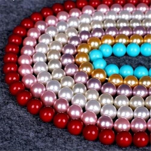 4/6/8/10/12mm Natural Yellow Red White Pearls White Shell Round Loose Beads For Jewellery Making Diy Bracelet Necklace 15