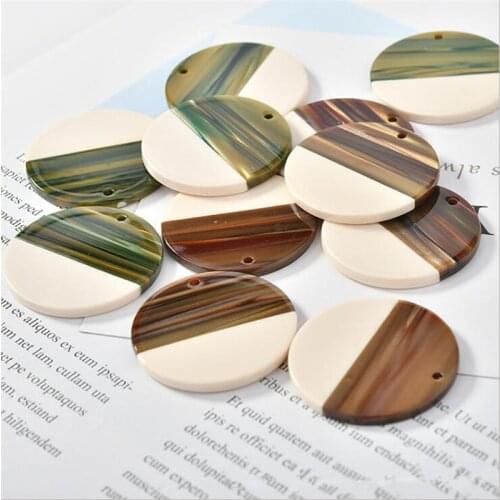 6pcs/lot Round Tag Acetic Acid Resin Charms Connectors for Earring Pendant Earring Accessories diy Handmade jewelry making