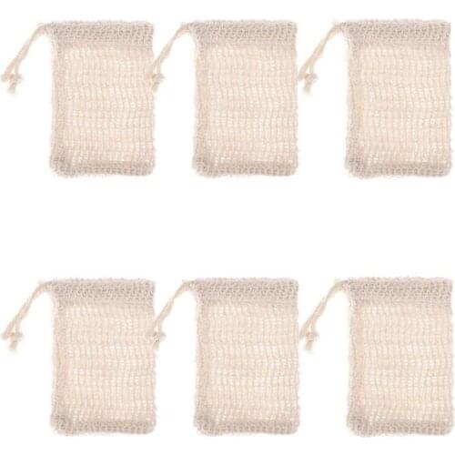 6 Pcs Natural Exfoliating Soap Bags Handmade Sisal Soap Bags Natural Sisal Soap Saver Pouch Holder Bath Soap Holder Bags