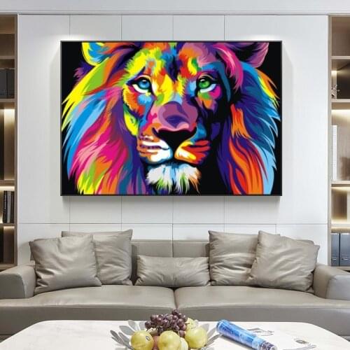 Watercolor Lion Pop Art Posters And Prints Abstract Animals Canvas Art Wall Paintings Cuadros Pictures For Living Room Decor
