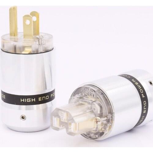Free shipping One Pair Gold plated HiFi audio Transparent American Power plug connector