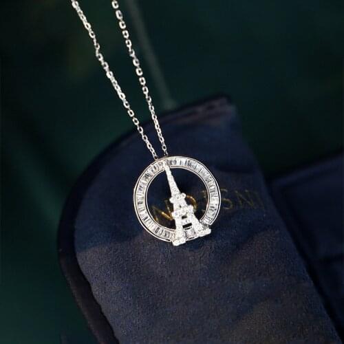 Fashion S925 Necklace Creative Hollow Eiffel Tower Pendant Charm Clavicle Chain For Women Wedding Fine Jewelry Valentines Gift