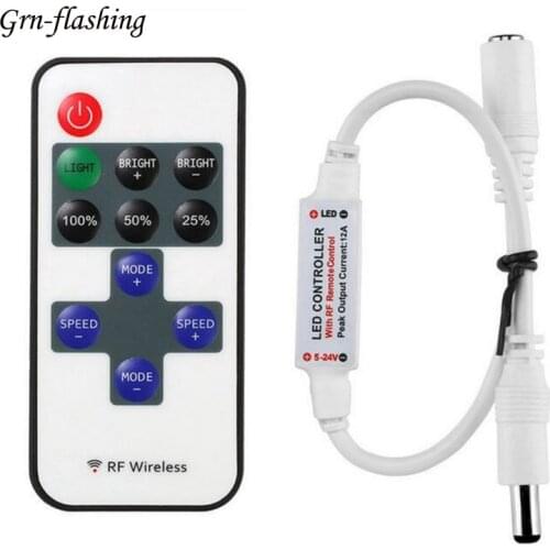 DC 5V 12V 24V RF Wireless Remote controller 11 Keys Single Color Led Strip Dimmer For SMD 5050 2835 3014 5630 LED tape Lights