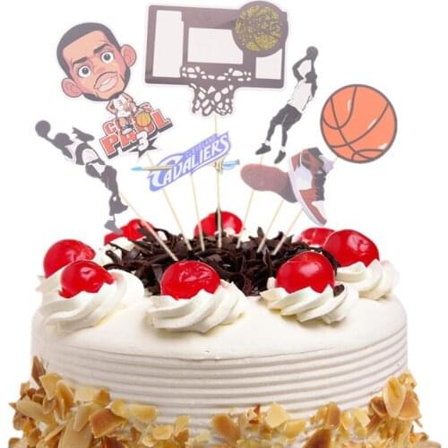 Kids Birthday Cake Topper Basketball Hoop Man Basketball set CupcakeToppers Flags Cake Baking Baby Shower Party Wedding Decor