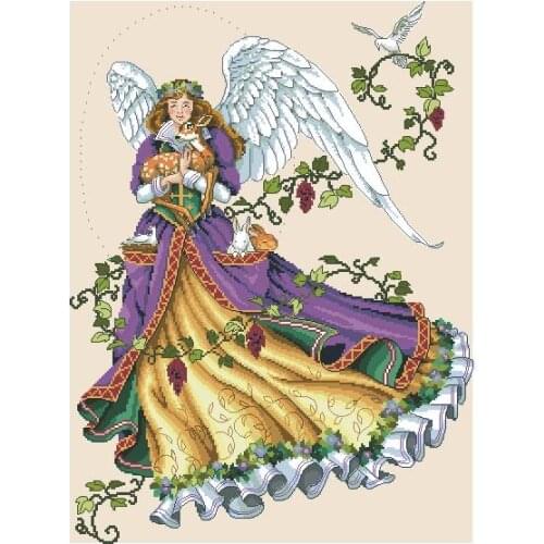 COTTON Counted Cross Stitch Kit Guardian Angel and Deer Dove Goddess dim 03820 3820