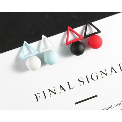 Korean version of asymmetrical geometric pearl triangle earrings female fashion personality earrings earrings