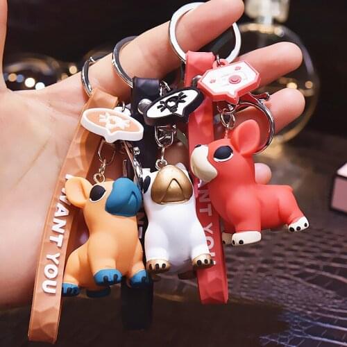 Korean Keychain Cute Pet Dog Anime Keychain Creative Cute FunCharm Hairball Keychain Couple Friends Pendant Keychain Accessories
