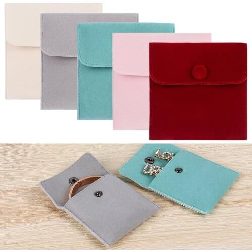1PC Gift Jewelry Packaging Bag Snap Fastener Superior Velvet Storage Pouch Necklace Wrapping Bag Earrings Ring Bracelet Bag