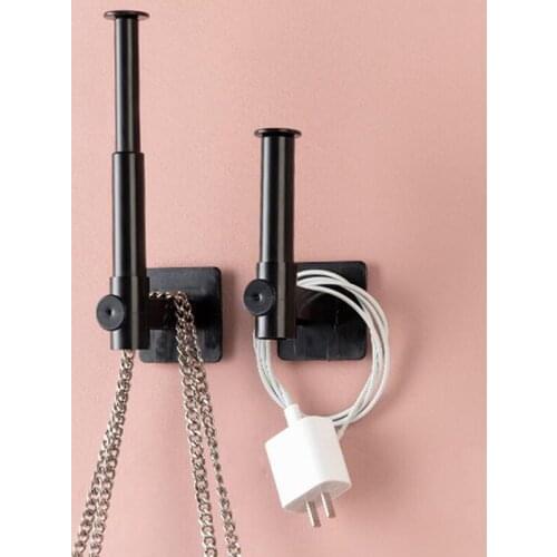 Multifunctional Telescopic Hook L-shaped Wall Hook Roll Paper Bedroom Rack Organizer Bathroom Self-adhesive Lid For Kitchen