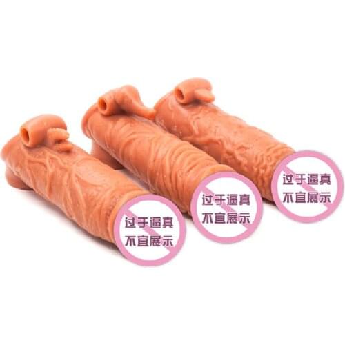 Soft Sleeve For Big Penis Enhancer Nozzles For Penis Men Reusable Condoms For Sex Penis Attachment/Condom Toys For Adults