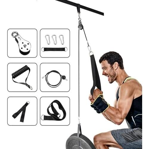 DIY Fitness Pulley Set Lat Lift Pulley Cable System for Lat Pull Down Machine Attachments hand strength Home Gym Equipment