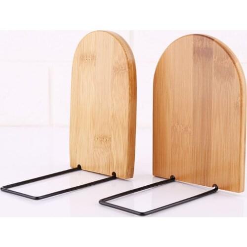 Nature Bamboo Desktop Organizer Office Home Bookends Book Ends Stand Holder Shelf Bookrack R66C