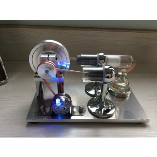 New DIY metal base Stirling Engine Model Generator Motor with LED Light birthday gift Toys 5V physical educational equipment
