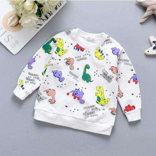 Newest Boys Girls Clothes Kids Long Sleeves Autumn Winter Tops Cartoon Dinosaur Printed Cute T-shirt Children Sport Outfits 1-4Y