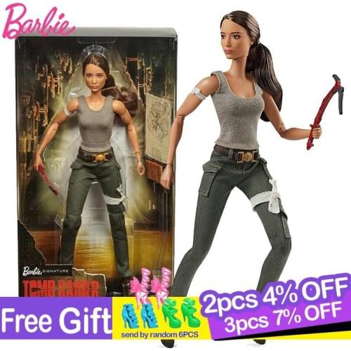 Original Barbie Super Star Tomb Raider Lara Collection Series Doll Fashion Style Birthday Gift Dolls Bonecas Kids Toys for Girl