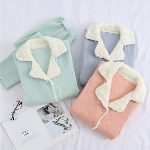 Womens autumn and winter pajamas confinement clothes sleepwear for pregnant women new thickening warmth fashion pijama mujer