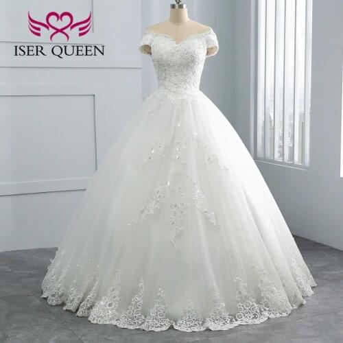 Cap Sleeve Vestido De Noiva Pure White Wedding Dress 2020 Lace Appliques Pearls Beaded Bride Dress Wedding Gown Gelinlik WX0108