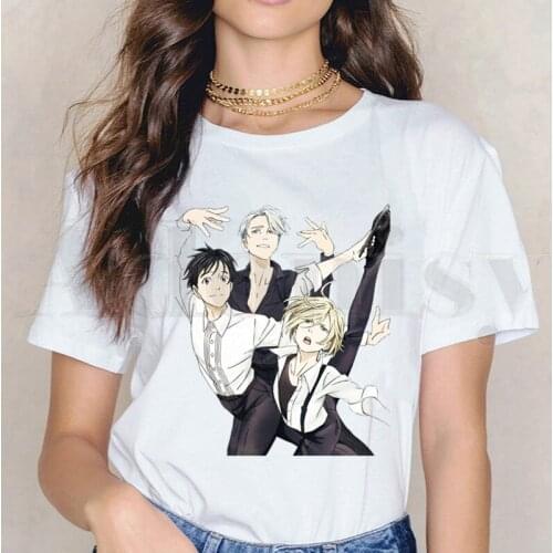 Hot Japan Anime Yuri on Ice BL Yaoi Cartoon Manga Short Sleeve Female Tops Tees Harajuku Vogue VintageT Shirts Womens T-shirt