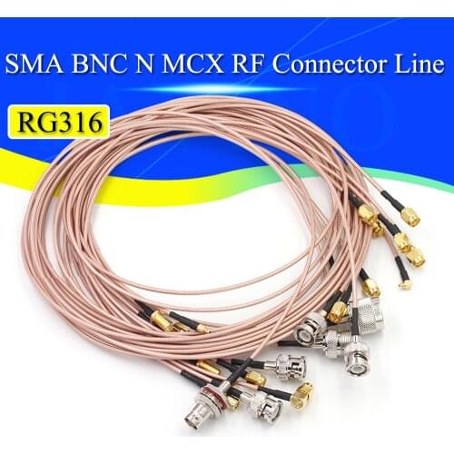 RF Connecting Cable BNC to SMA Male To Female RG316 Extension Cable N/SMA To MMCX SMB Adapter Nut Bulkhead Extension Coax Javino
