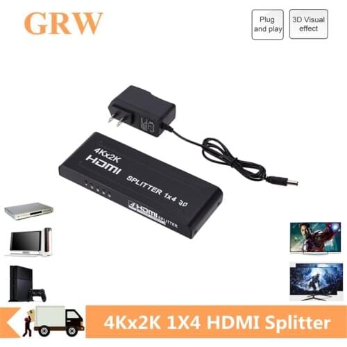 Grwibeou 3D 4Kx2K HDMI Splitter 1 in 4 Out HDMI Splitter for Monitor Display 1x4 HDMI Splitter HDCP for Xbox PS4 Apple TV