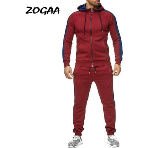 ZOGAA Sets Men New Spring Autumn Mens Casual Sports Suit Simple Fashion Color-blocking Sweatshirt 2 Piece Tracksuit Outfit Hot