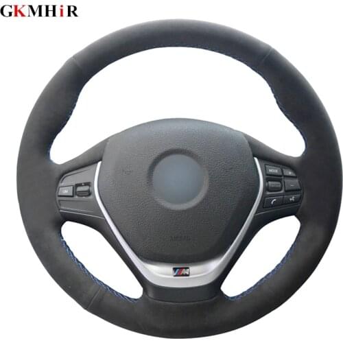 Hand-stitched Black Suede Leather Car Steering Wheel Cover for BMW F20 2012-2018 F45 2014-2018 F30 F31 F34 2013-2017 F32