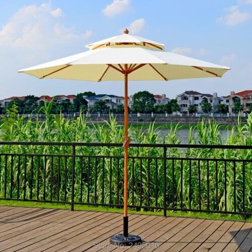 2.7 meter steel iron woodlike double roof sun umbrella patio furniture (no umbrella base, no chairs)
