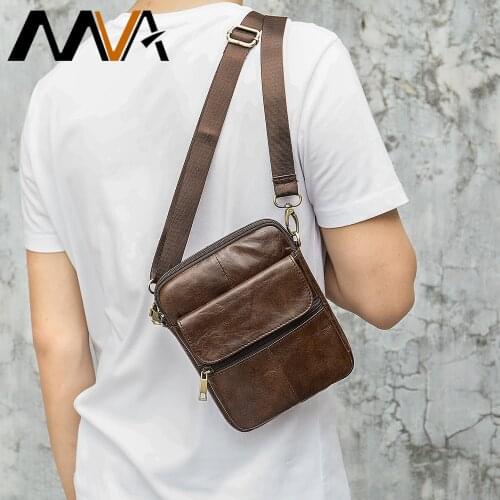 MVA Male Bag Messenger Bag Men Leather Casual Men Shoulder Bag Genuine Leather Vintage Crossbody Bags Tote Handbag Man Flap 7350
