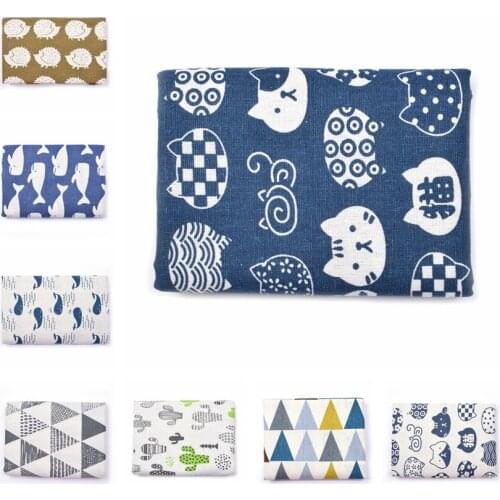 Nordic Style Cotton Linen Printed Fabric Curtain Tablecloth, DIY Quilting Handmade Sewing Cloth