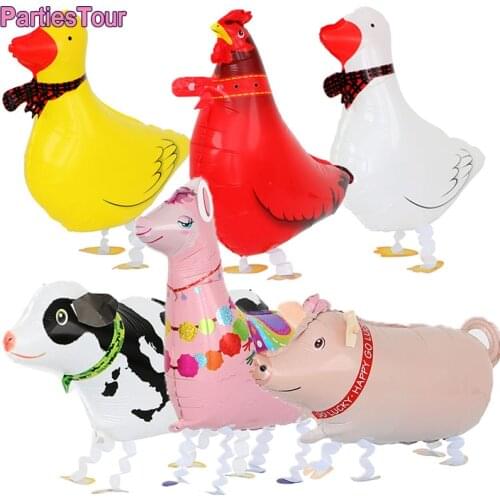 Farm Theme Party Decor Ballons Walking Animal Helium Balloon Alpaca Pig Dog Chicken Cows Foil Ballon Baby Shower Party Ballons