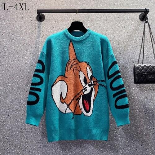 Plus Size Spring Autumn Women Embroidery Cartoon Floral Sweater Woman Clothing Casual Sweater Ladies New Arrival Sweater 2021