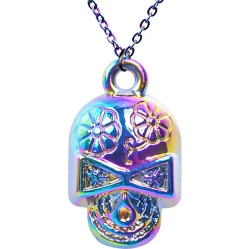 1pcs Skull Flower Necklace For Women Men Jewelry 2021 Hip Hop Necklace Punk Accessories Chain Around The Neck Choker Couple Gift