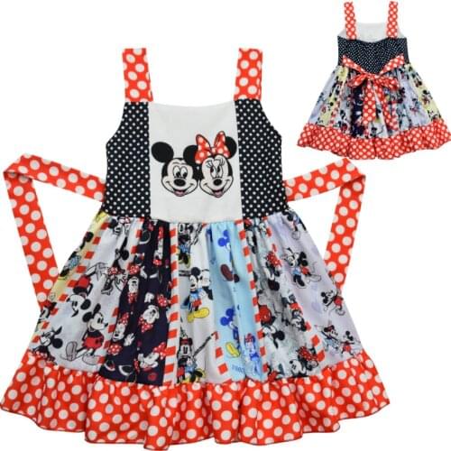 2020 New Summer Girls Polka Dot Minnie Childrens Dress Minnie Birthday Strap Hollow-out Girls Dress Party Princess Dress