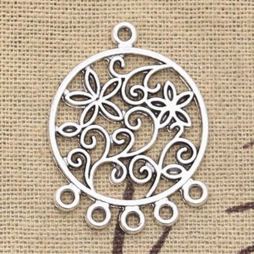 6pcs Charms Native Dream Catcher Connector 35x26mm Antique Silver Color Plated Making DIY Handmade Tibetan Finding Jewelry