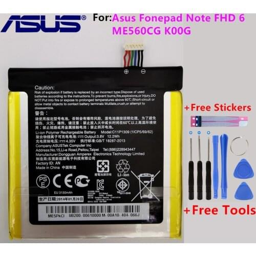 ASUS 100% Original 3130mAh C11P1309 Battery For Asus Fonepad Note FHD 6 ME560CG K00G Phone High Quality Battery+Free Tools