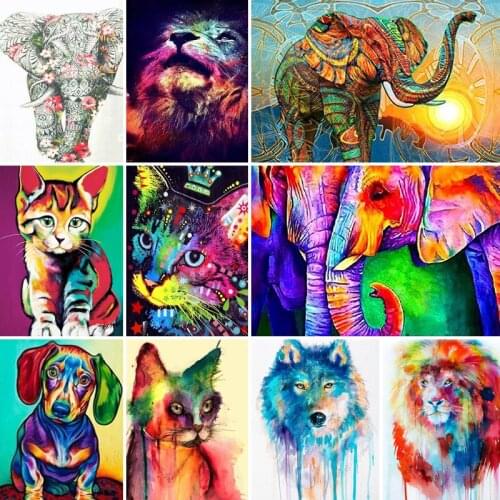40x50x60x70 diamond painting 5D Full Square embroidery mosaic Cross Stitch animals Cat elephant Wolf DIY home Decoration gift