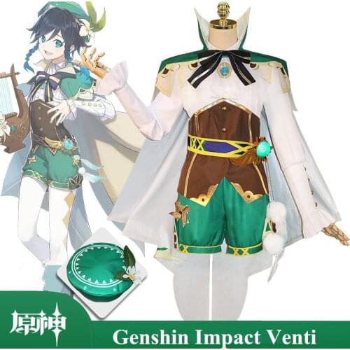 Anime Game Genshin Impact COS Venti Clothing Suit Wig Accessories Cosplay Project Costume Women Cloak Shirt Socks Lolita Female