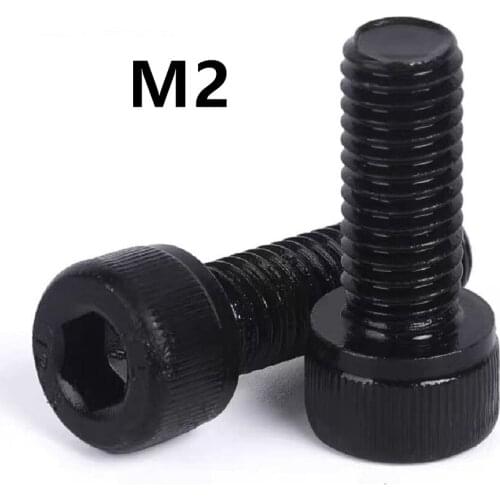 100PCS M2x3/4/5/6/8/10/12mm GB70.1 DIN912 12.9 Grade Alloy Steel Allen Hex Socket Cap Head Black Screw Bolt Furniture Fastener