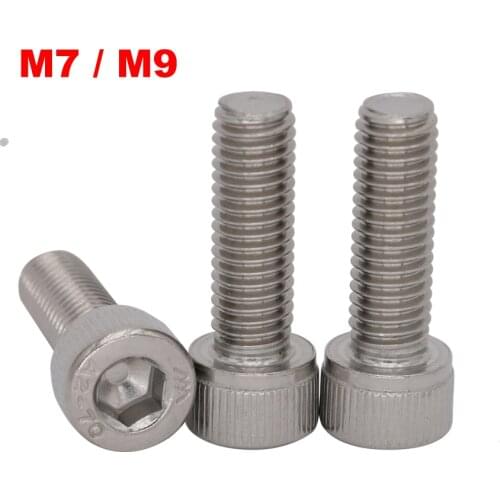 M7 M9 OD 35mm 40mm 45mm 50mm 80mm Length 1mm Pitch 304 Stainless Steel Allen Head Cap Screw Inner Hex Hexagon Socket Bolt