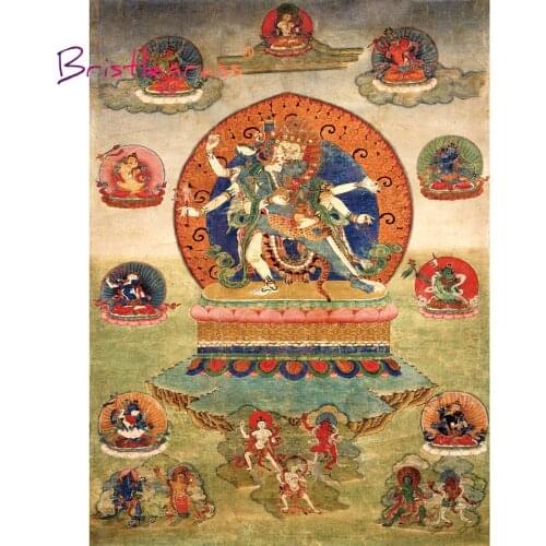 BRISTLEGRASS Wooden Jigsaw Puzzles 500 1000 Piece Yidam Tibetan Buddhist Art Thangka Painting Educational Toy Collectibles Decor